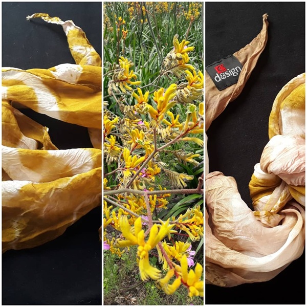 Muestra tintórea amarilla sobre fibra natural
